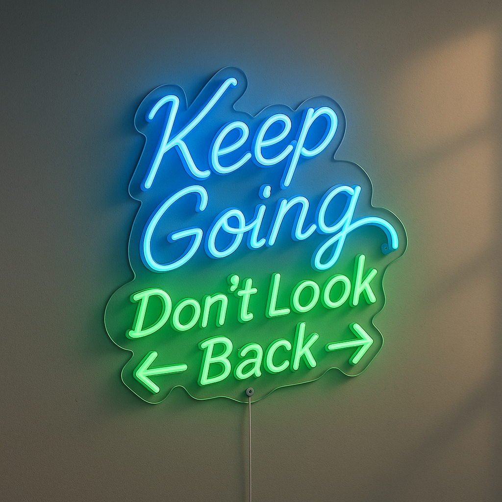 Vibrant 'Keep Going, Don’t Look Back' Neon Sign Neon Quotes