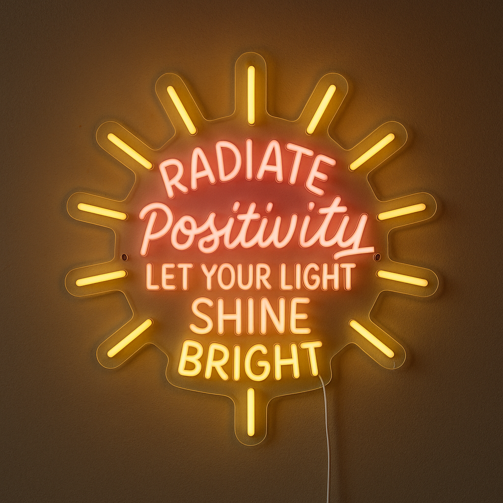 Exclusive 'Radiate Positivity, Let Your Light Shine Bright' LED Glow Neon Quotes