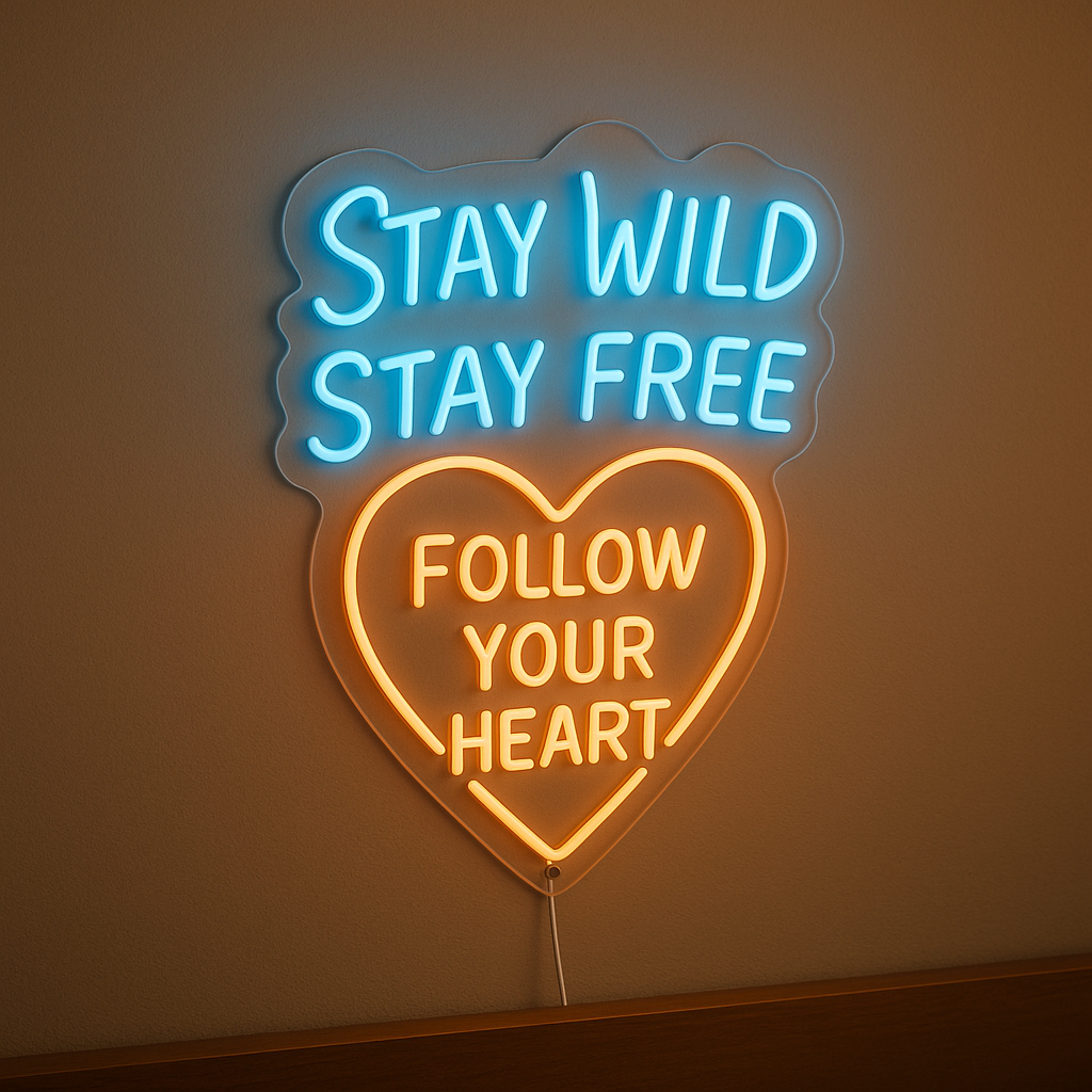Exclusive 'Stay Wild, Stay Free, Follow Your Heart' Wall Art Neon Quotes