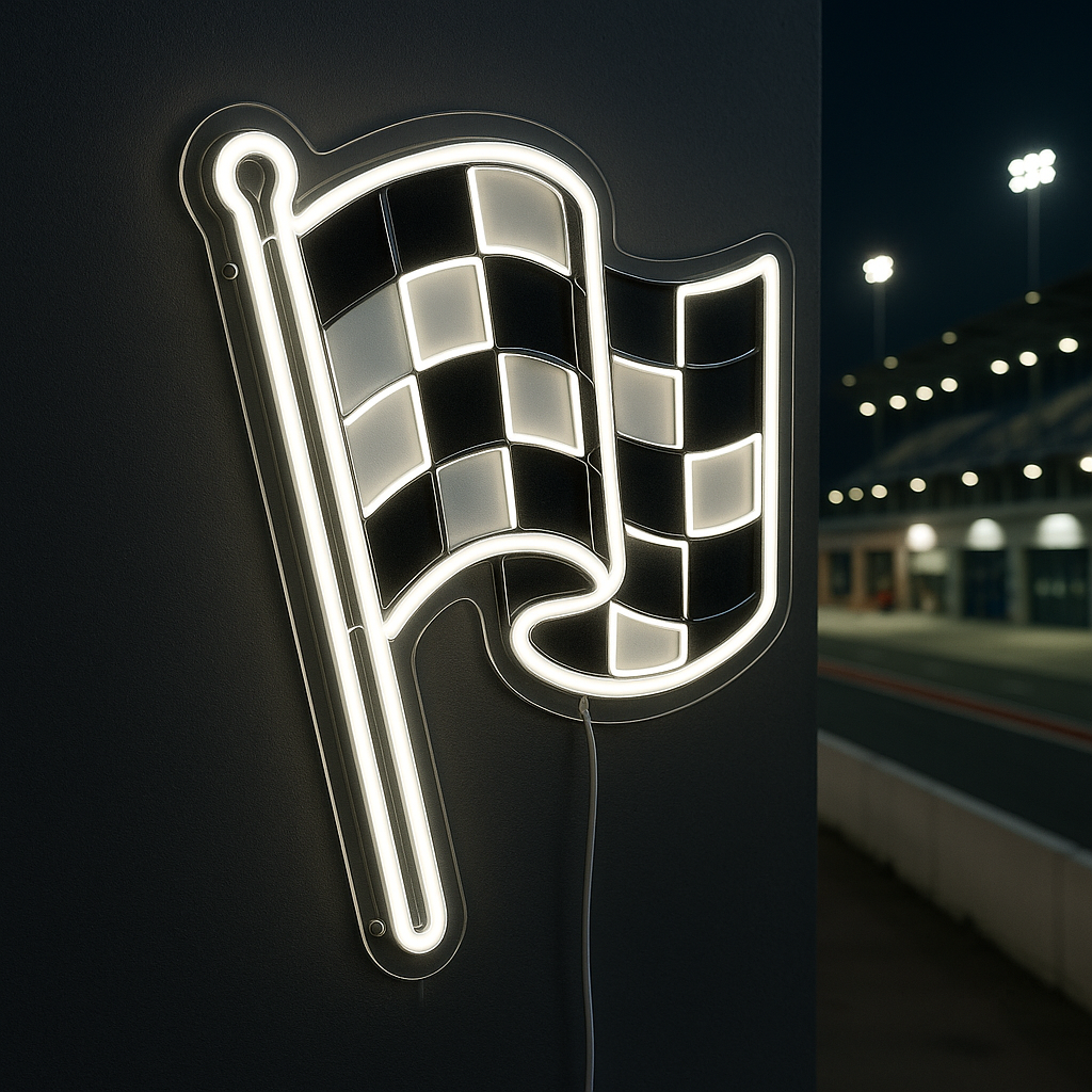 Checkered Racing Flag Neon Sign – Campus Pride Neon Flag GoCustomNeon