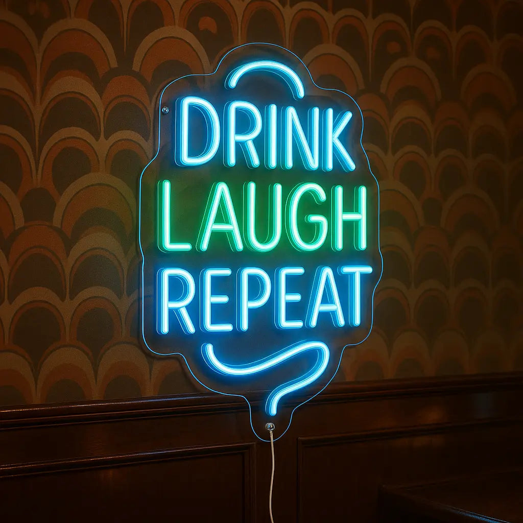 Drink, Laugh, Repeat – Neon Sign GoCustomNeon