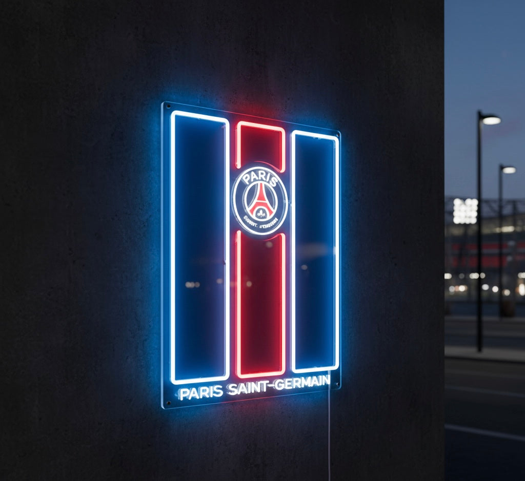 Paris Saint-Germain (PSG) Flag Neon Sign – Campus Pride Neon Flag GoCustomNeon
