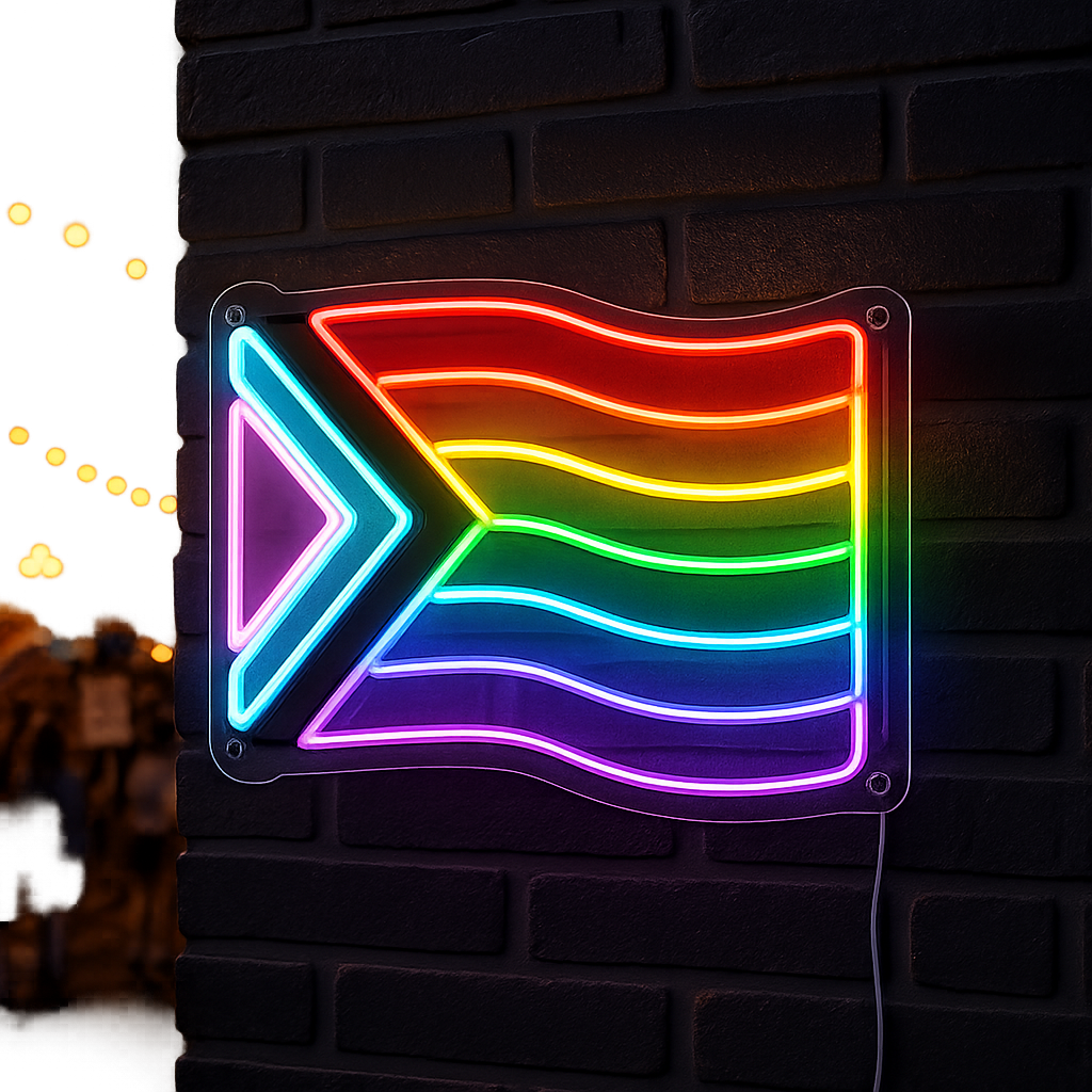 LGBTQ+ Progress Flag Neon Sign – Campus Pride Neon Flag GoCustomNeon