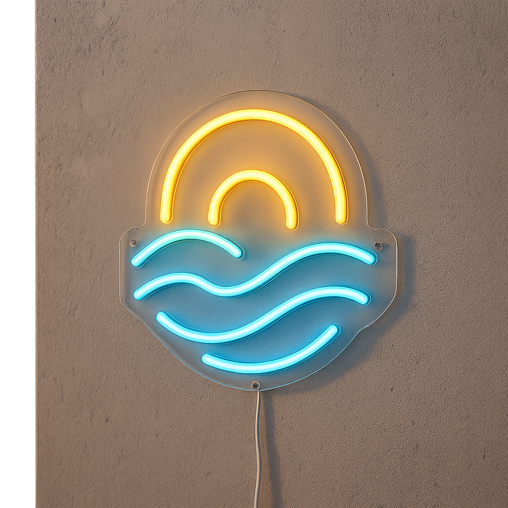 Minimal Sun Wave – Beach Party Neon GoCustomNeon