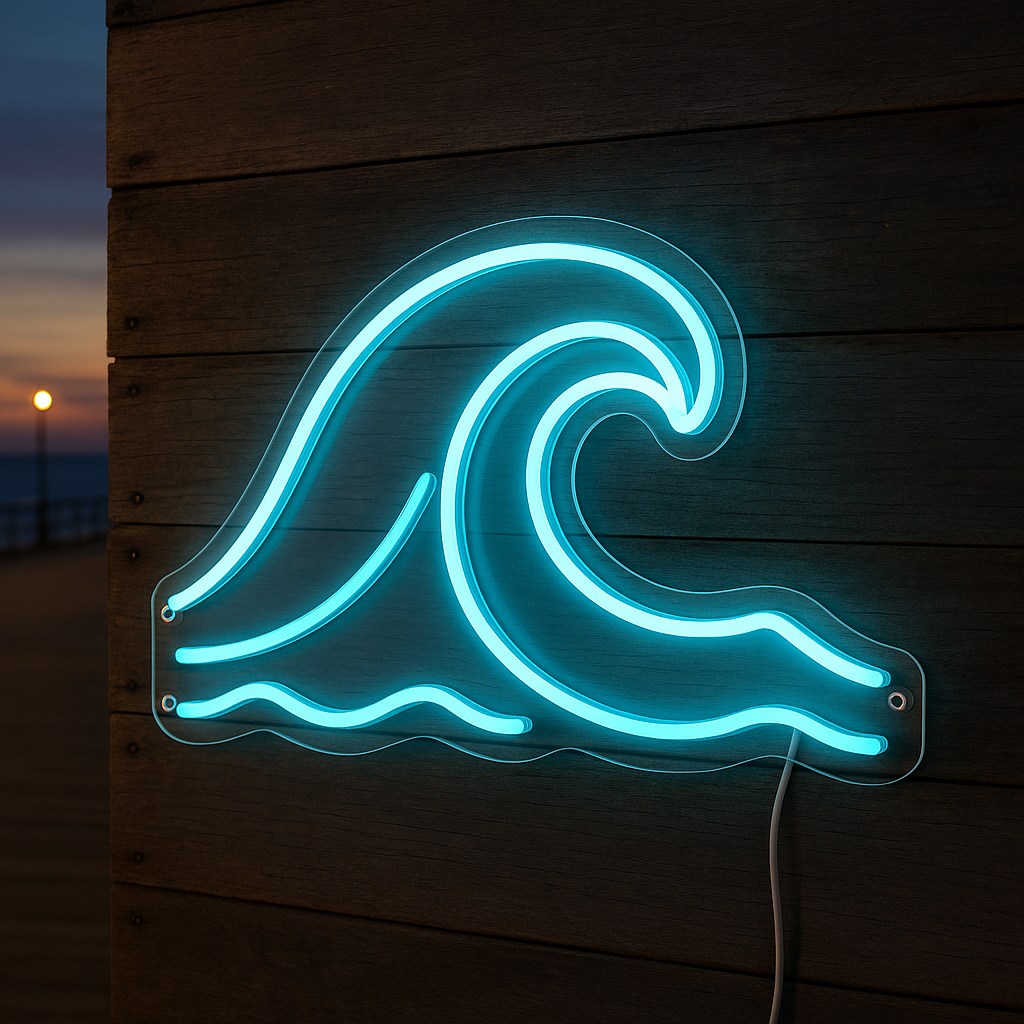 Ocean Wave Outline – Beach Party Neon GoCustomNeon