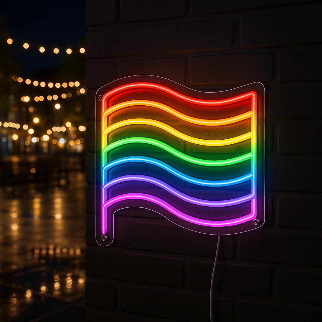 Pride Rainbow Flag Neon Sign – Campus Pride Neon Flag GoCustomNeon