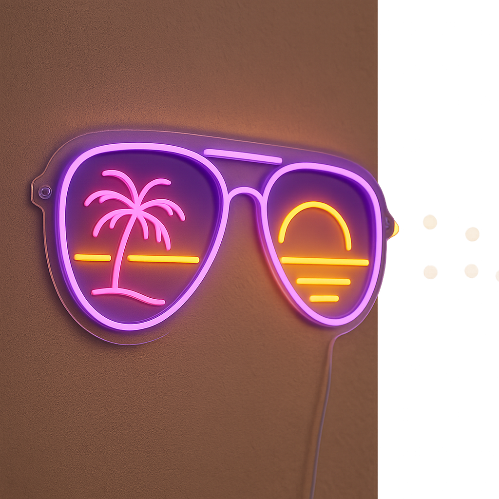 Sunglasses Palm Reflection – Beach Party Neon GoCustomNeon