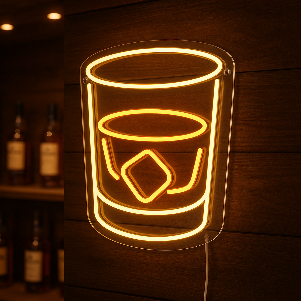 Whiskey Glass Neon Sign – Neon Sign GoCustomNeon